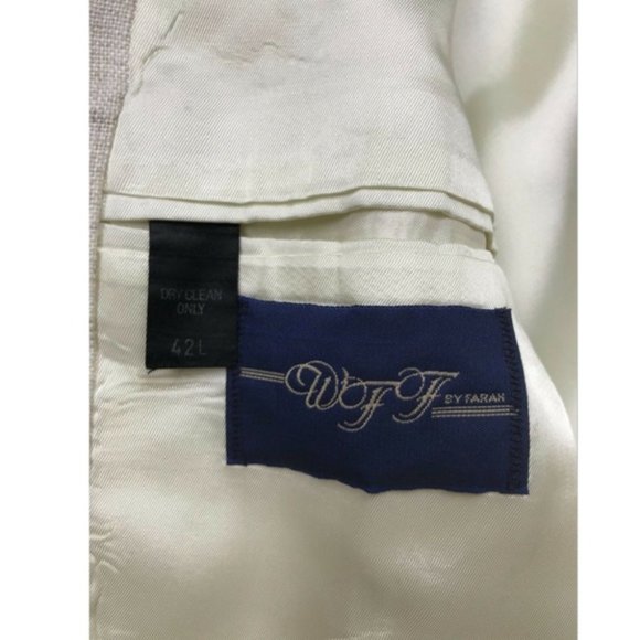 WFF by Farah Mens Ivory Linen Texture Blazer - Picture 3 of 8
